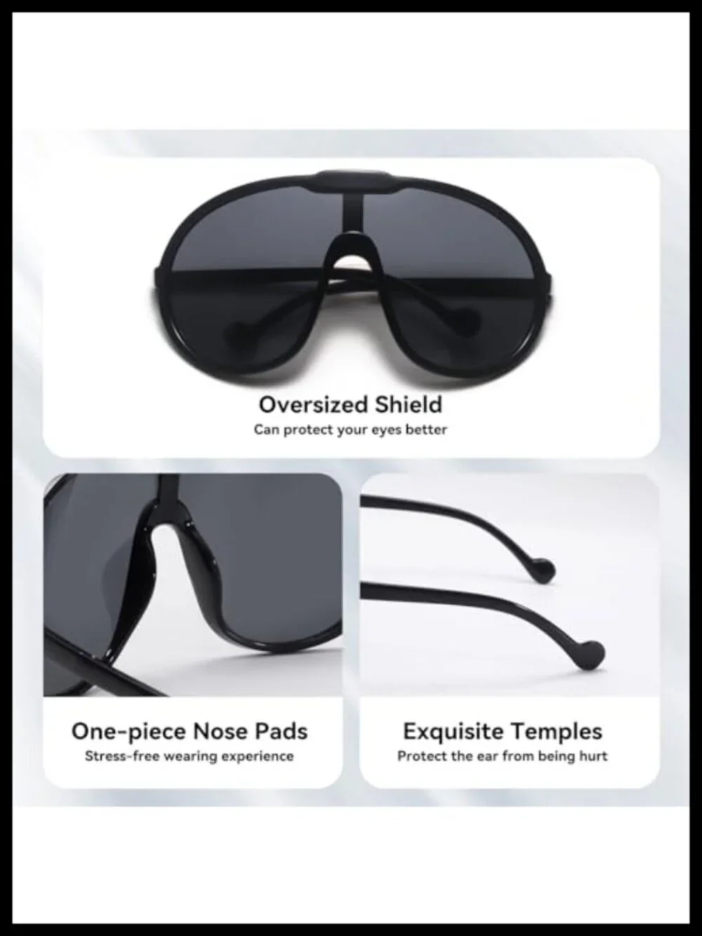 Oversized Shield Sunglasses Women One Piece Large Frame UVA UVB Protection